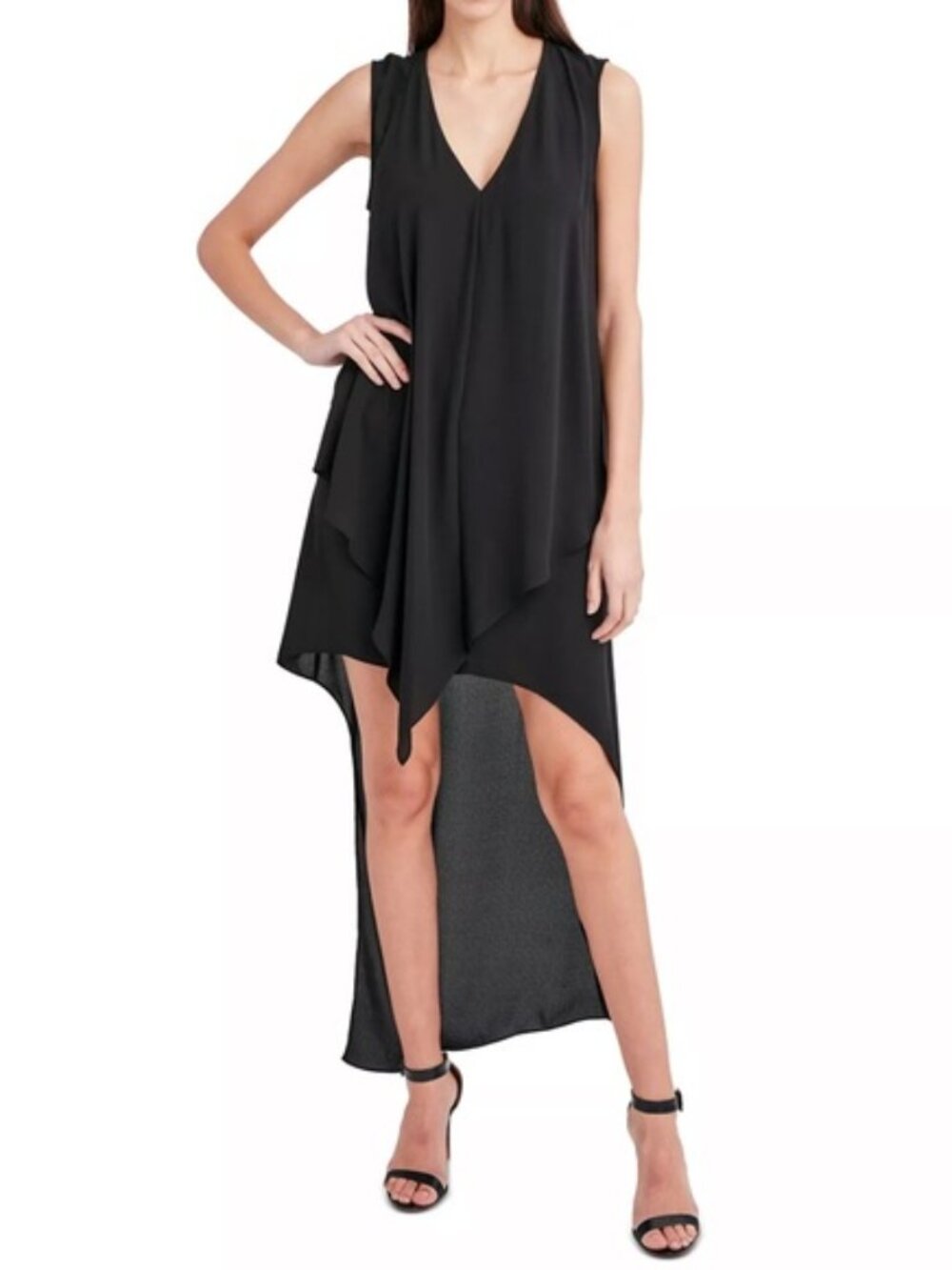 BCBG Max Azria “Tara” Sheer Chiffon High-Low Duster Dress XS